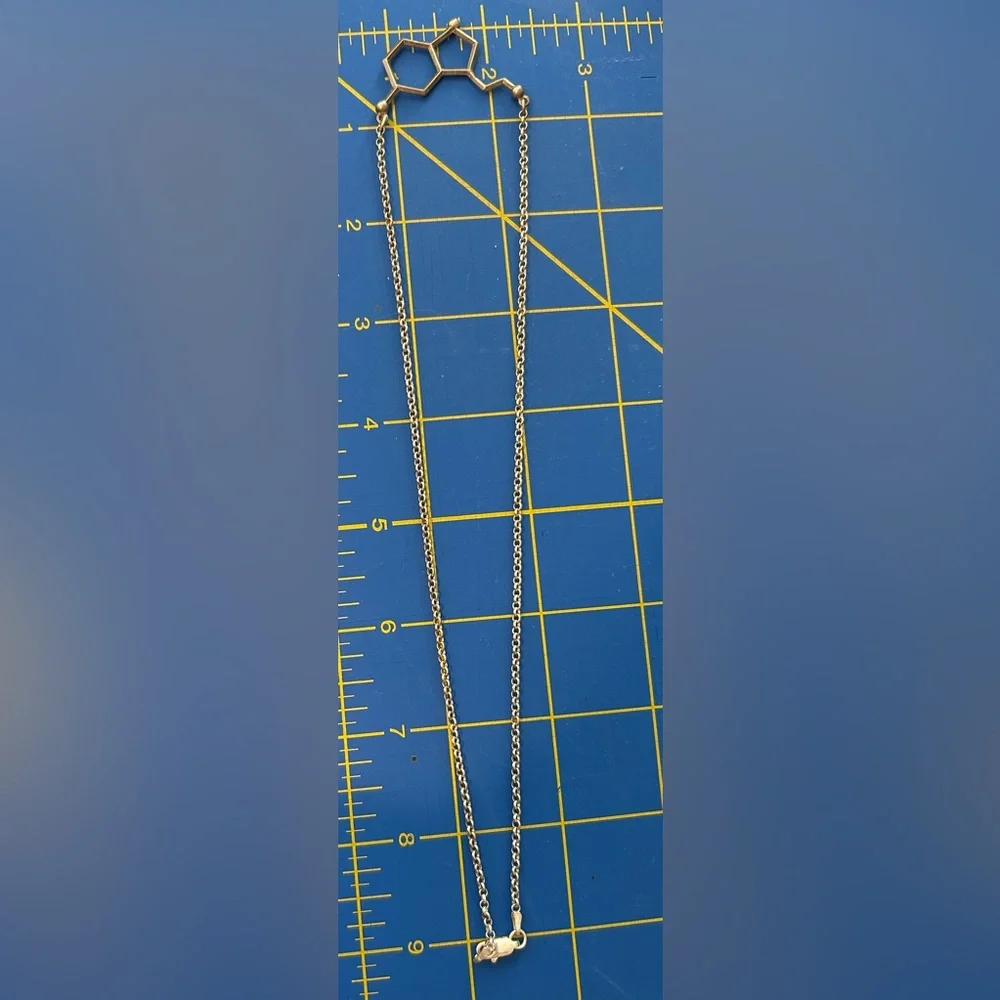 18” Sterling Silver Seratonin Molecule Necklace - Picture 4 of 4